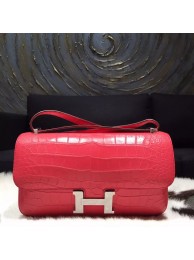 Replica Hermes Constance Elan 26cm Matte Alligator Crocodile Handstitched Palladium Hardware, Bougainvillier A5 RS06711
