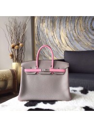 Replica Hermes Horseshoe Birkin 35cm Togo Calfskin Bag Handstitched Palladium Hardware, Pink 5P/Graphite RS04694