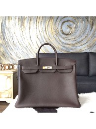 Replica Hermes Horseshoe Birkin 40cm Togo Calfskin Original Leather Bag Handstitched Gold Hardware, Chocolat CK47 RS04370