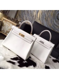 Replica Hermes Kelly 28cm Swift Calfskin Bag Handstitched Gold/Palladium Hardware, Craie CC10 RS21899