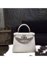 Replica Hermes Kelly 28cm Togo Calfskin Bag Handstitched Palladium Hardware, Pearl Grey CK80 RS18183