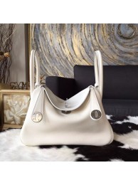 Replica Hermes Lindy 26cm/30cm Swift Calfskin Bag Handstitched Palladium Hardware, Craie CC10 RS08824