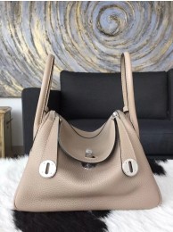 Replica Hermes Lindy 26cm/30cm Taurillon Clemence Calfskin Bag Hand Stitched, Elephant Gray RS15621
