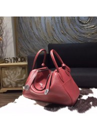 Replica Hermes Lindy 26cm/30cm Taurillon Clemence Calfskin Bag Handstitched, Rouge H CK55 RS06211