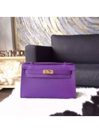 Replica Hermes Mini Kelly Pochette 22cm Epsom Calfskin Leather Gold Hardware Handstitched, Crocus 9W RS21817