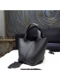 Replica Hermes Picotin Lock Bag 18cm/22cm Taurillon Clemence Palladium Hardware Hand Stitched, Noir Black RS01558