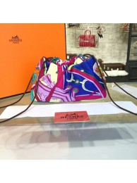 Replica Hermes Silk Fourbi Carre en Cravates GM Bag Insert with Bleu de Galice Leather Fall/Winter 2016 Collection, Purple/Blue Multicolor RS02496