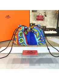 Replica Hermes Silk Fourbi Carre en Cravates GM Bag Insert with Bleu de Galice Leather Fall/Winter 2016 Collection, Yellow/Blue Multicolor RS01923