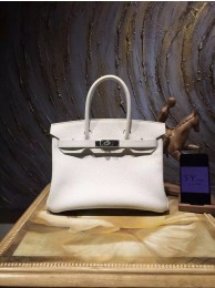 Replica High Quality Hermes Birkin 35cm Togo Calfskin Bag Handstitched Palladium Hardware, Blanc RS12473