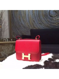 Replica High Quality Hermes Constance 18cm Epsom Calfskin Original Leather Handstitched Gold Hardware, Rouge Casaque Q5 RS07166