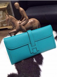 Replica Luxury Hermes Jige Elan Clutch 29cm Epsom Calfskin Handstitched, Blue Paon 7F RS09805