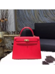 Replica Top Hermes Kelly 28cm Epsom Calfskin Bag Gold Hardware Handstitched, Rouge Casaque Q5 RS16777