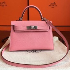 Hermes Rose Confetti Epsom Kelly Mini II 20cm Handmade Bags HJ202121