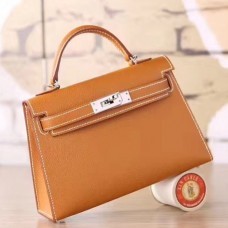 Hermes Brown Epsom Kelly Mini II 20cm Handmade Bags HJ202117