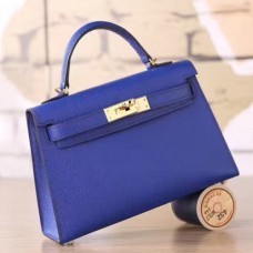 Hermes Electric Blue Epsom Kelly Mini II 20cm Handmade Bags HJ202112