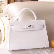 Hermes White Epsom Kelly Mini II 20cm Handmade Bags HJ202109
