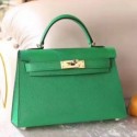 Hermes Bamboo Epsom Kelly Mini II 20cm Handmade Bags HJ202102