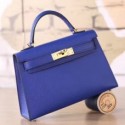 Hermes Electric Blue Epsom Kelly Mini II 20cm Handmade Bags HJ202112