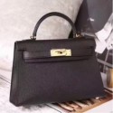 Hermes Black Epsom Kelly Mini II 20cm Handmade Bags HJ202105