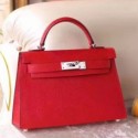 Hermes Red Epsom Kelly Mini II 20cm Handmade Bags HJ202107