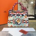 Customized Hand Painted Hermes Kelly 32cm Togo Calfskin Bag Handstitched Gold or Palladium Hardware, Man Multicolor RS17044