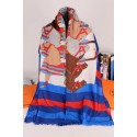Fake Hermes Silk Shawl White Blue RS17768