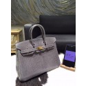 Hermes Birkin 25cm Lizard Skin Original Leather Bag Handstitched Gold Hardware, Gris Fonce CK84 RS12830