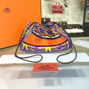 Hermes Silk Fourbi Carre en Cravates GM Bag Insert with Orange Leather Fall/Winter 2016 Collection, Orange/Purple Multicolor RS09260