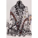 Hermes Tiger Silk Shawl Black RS01345