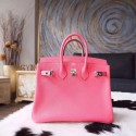 High Quality Fake Hermes Birkin 25cm Epsom Calfskin Bag Handstitched Palladium Hardware, Rose Azalee 8W RS20668