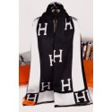 High Quality Replica Hermes Wool Scarf Black White RS03765