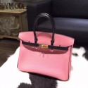 Knockoff Hermes Horseshoe Birkin 25cm Epsom Calfskin Bag Handstitched, Rose Confetti 1Q/Noir Black RS12833