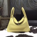 Knockoff Hermes Lindy 26cm Taurillon Clemence Calfskin Bag Handstitched, Jaune Poussin 1Z RS05486