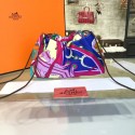 Replica Hermes Silk Fourbi Carre en Cravates GM Bag Insert with Bleu de Galice Leather Fall/Winter 2016 Collection, Purple/Blue Multicolor RS02496