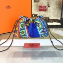 Replica Hermes Silk Fourbi Carre en Cravates GM Bag Insert with Bleu de Galice Leather Fall/Winter 2016 Collection, Yellow/Blue Multicolor RS01923