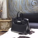 Sale 1:1 Hermes Birkin 30cm Box Calfskin Palladium Hardware Handstitched, Black Noir RS19912