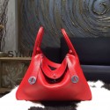 Sale 1:1 Hermes Lindy 26cm/30cm Taurillon Clemence Calfskin Bag Handstitched, Rouge Casaque Q5 RS07940
