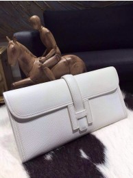 AAA Hermes Jige Elan Clutch 29cm Epsom Calfskin Handstitched, White RS05280