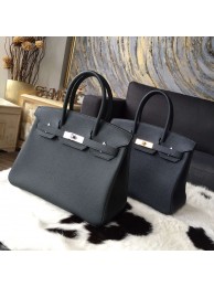 AAA Replica Hermes Birkin 30cm Togo Calfskin Bag Handstitched Gold Hardware, Plomb 8P (Blue-Black) RS11275
