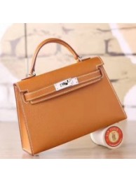Hermes Brown Epsom Kelly Mini II 20cm Handmade Bags HJ202117