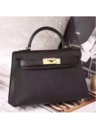Hermes Black Epsom Kelly Mini II 20cm Handmade Bags HJ202105