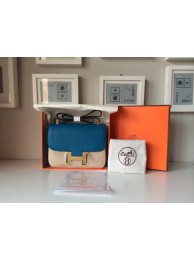 Best Imitation Hermes Constance 17cm Togo Calfskin Original Leather Hand Stitched R Stamp, Blue RS15297