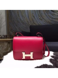 Best Quality Hermes Constance 18cm Swift Calfskin Handstitched Palladium Hardware, Ruby B5 RS21173