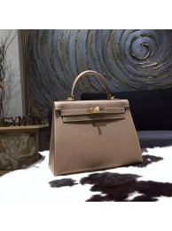 Cheap Hermes Kelly 28cm Epsom Calfskin Bag Gold Hardware Handstitched, Etoupe CK18 RS00020