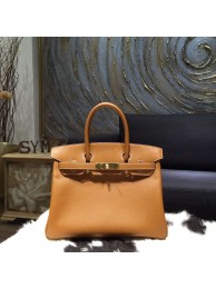 Copy Cheap Hermes Birkin 30cm Epsom Calfskin Original Leather Bag Handstitched Gold Hardware, Gold CK37 RS01767