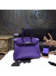 Copy Hermes Birkin 35cm Taurillon Clemence Calfskin Leather Bag Palladium Hardware Handstitched, Iris CK9K RS14464