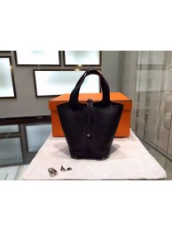 Copy Hermes Picotin 18cm Togo Palladium Hardware Machine Stitched, Black RS03485