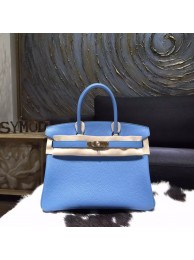 Copy Luxury Hermes Birkin 30cm Taurillon Clemence Bag Handstitched Gold Hardware, Blue Paradise 2T RS05869
