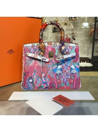 Customized Hand Painted Hermes Birkin 30cm Togo Calfskin Bag Handstitched Gold or Palladium Hardware, Flamingo Multicolor RS17734