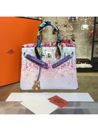 Customized Hand Painted Hermes Birkin 30cm Togo Calfskin Bag Handstitched Gold or Palladium Hardware, Rainbow Multicolor RS01520